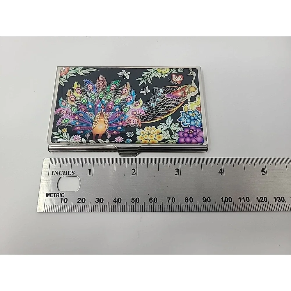 Antique Alive Mother Of Pearl Credit Card Case‎ Peacock